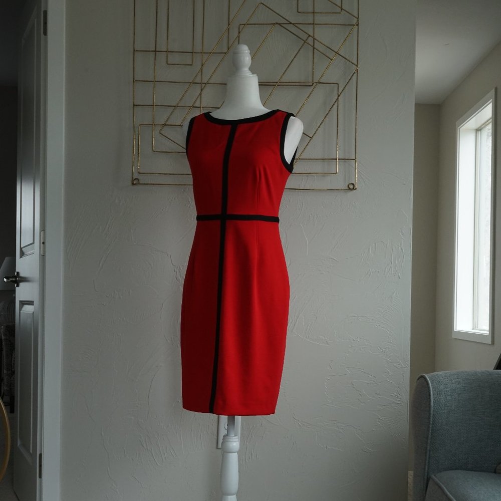 Calvin Klein Red Sheath Dress (Size 4)